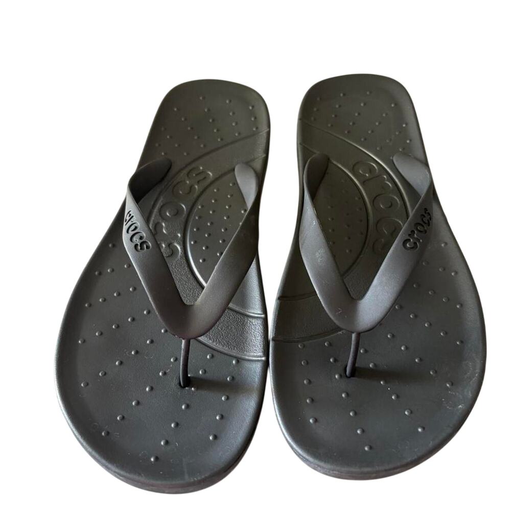 Crocs Women’s Size 11 Men’s 9 Black Flip Flops Thong Sandals